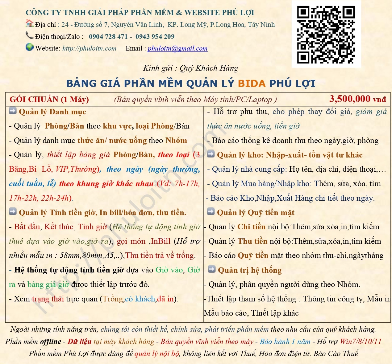 Phần mềm tính tiền Bida Phú Lợi