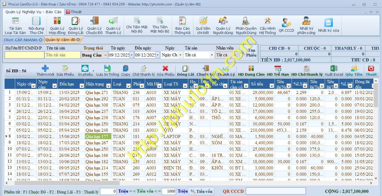 Phần mềm quản lý cầm đồ, Cầm vàng Phú Lợi