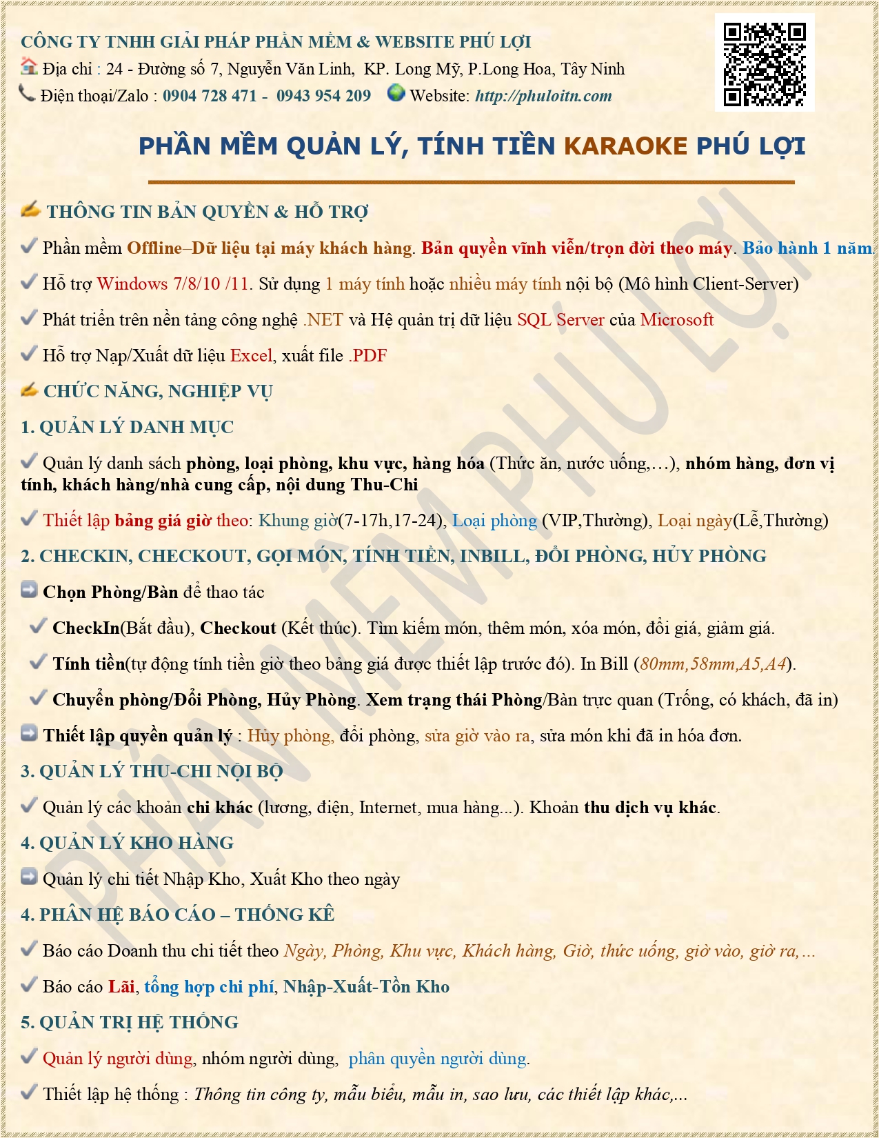 Phần mềm quản lý tính tiền Karaoke Phú Lợi