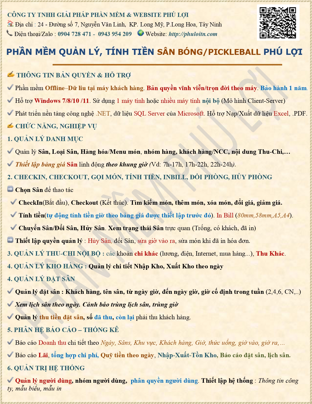 Mô Tả Phần Mềm Sân Bóng 2026
