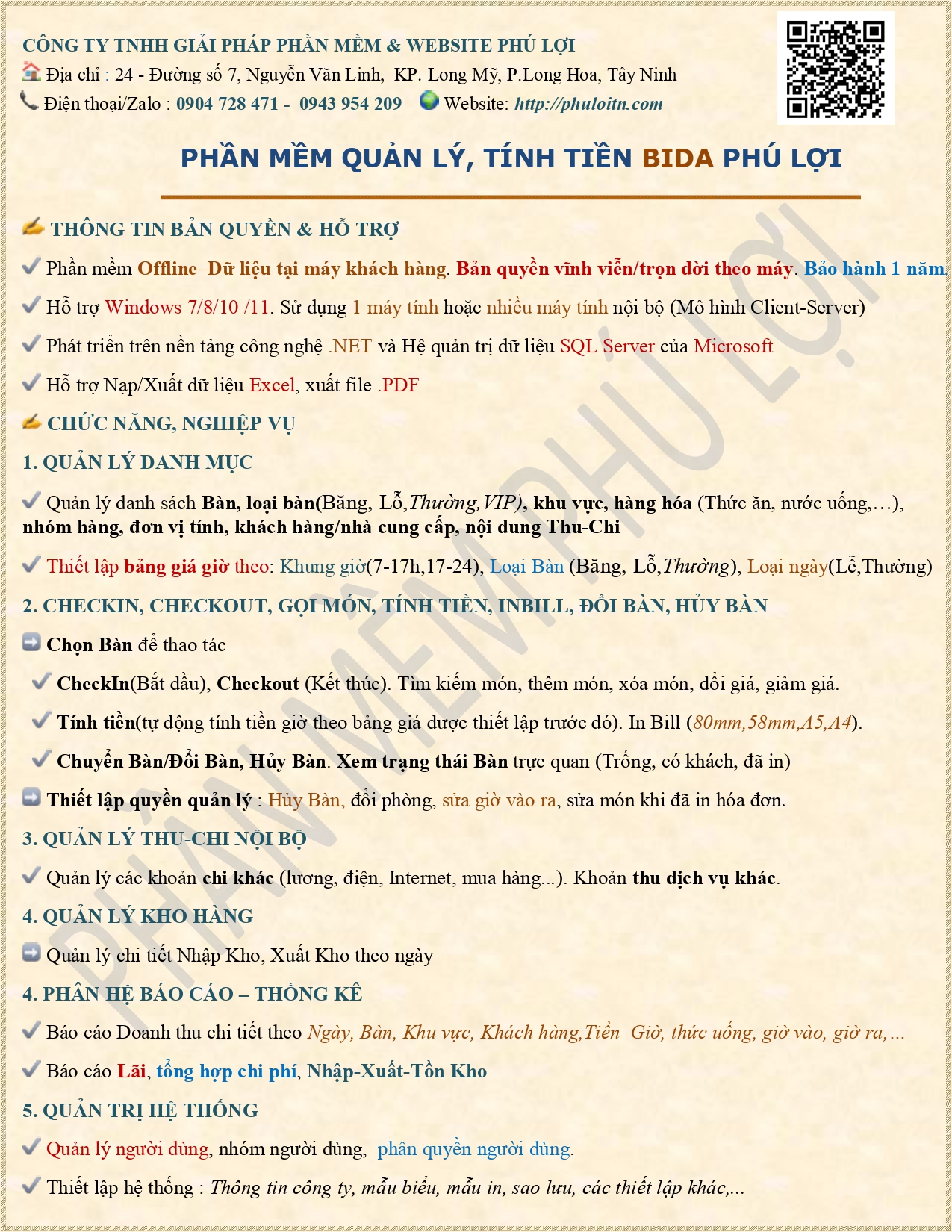 Phần mềm quản lý tính tiền Bida Billiard Phú Lợi