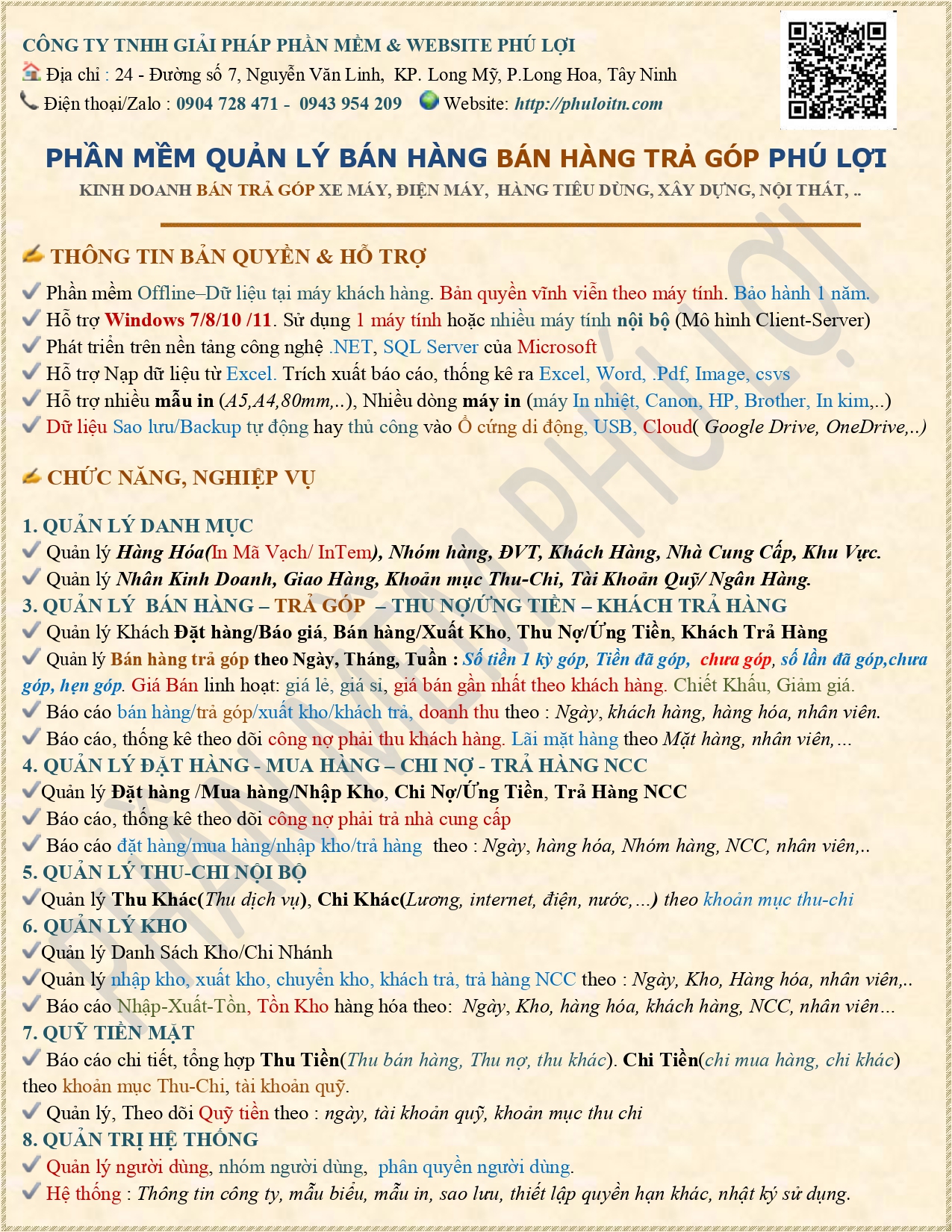 Phần mềm quản lý bán hàng trả góp Phú Lợi