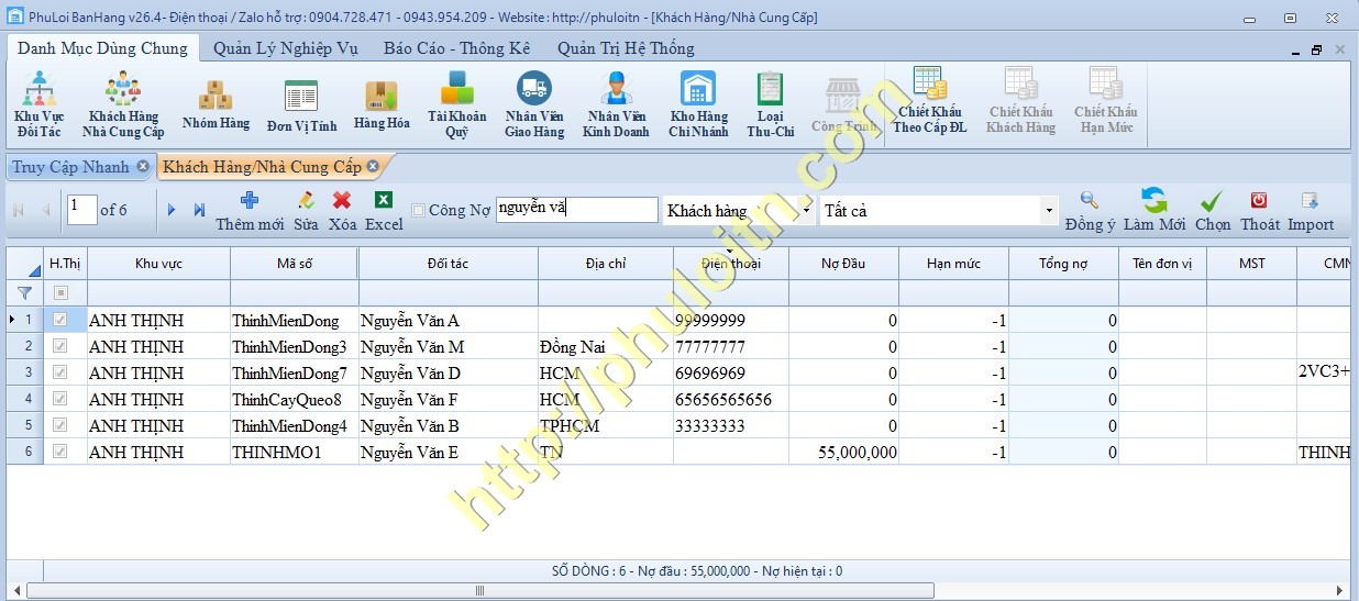 Khách hàng, Nhà cung cấp phần mềm bán hàng Phú Lợi