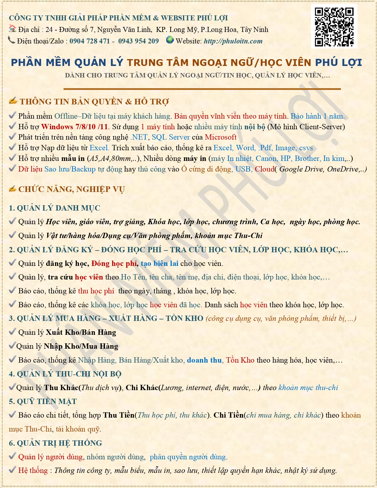 Phần mềm quản lý trung tâm tin học, ngoại ngữ, học viên Phú Lợi