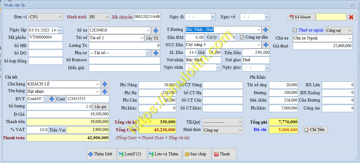 Lệnh điều xe,phiếu điều xe Phần mềm quản lý vận tải hàng hóa,vận chuyển logictics Phú Lợi