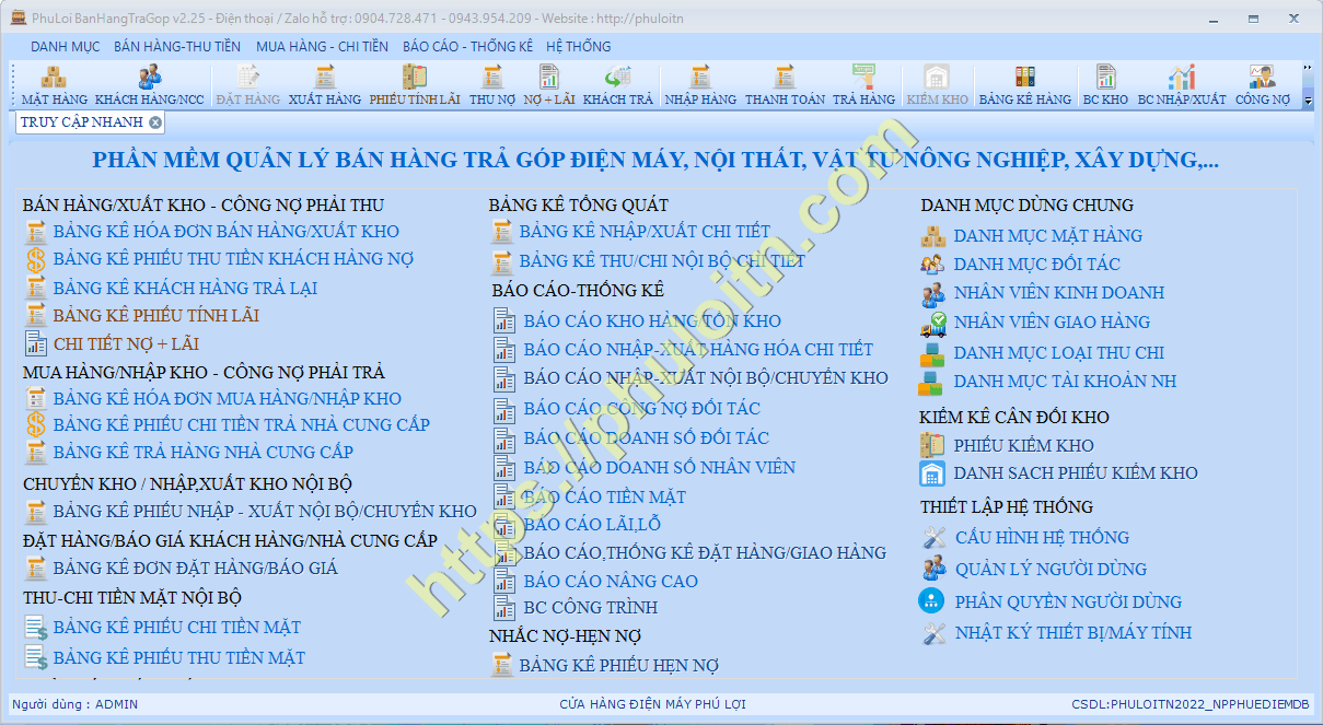 Phần mềm bán hàng trả góp điện máy, nội thất, xây dựng
